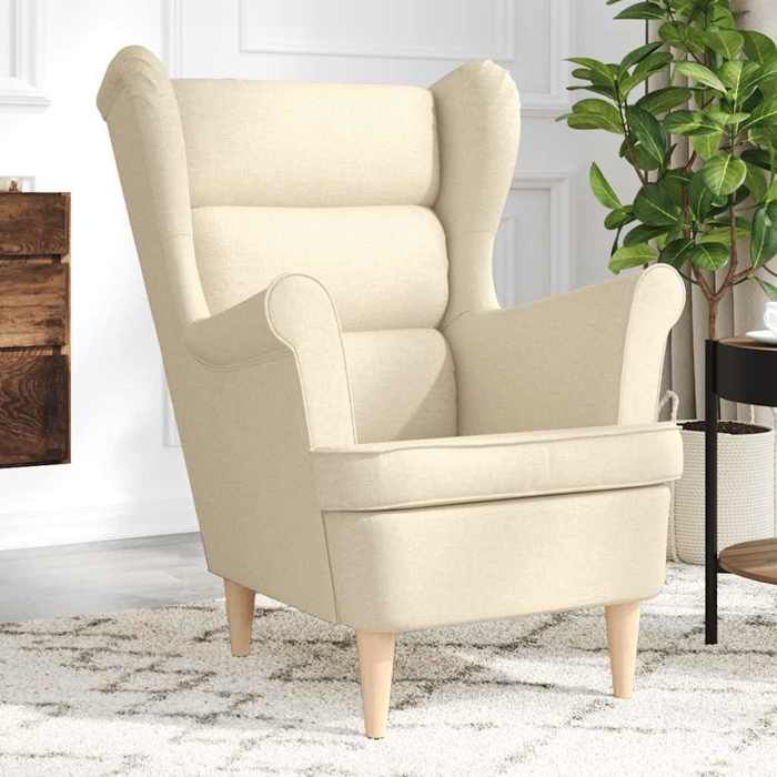 vidaXL Fauteuil crème 74x84x100 cm tissu fauteuil relax fauteuil de salon chaise de chambre à coucher chaise longue 4016902