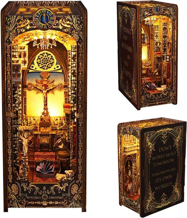 Kit DIY Coin Livre 3D Cyberpunk - Puzzle En Bois Avec éclairage LED - Décor étagère