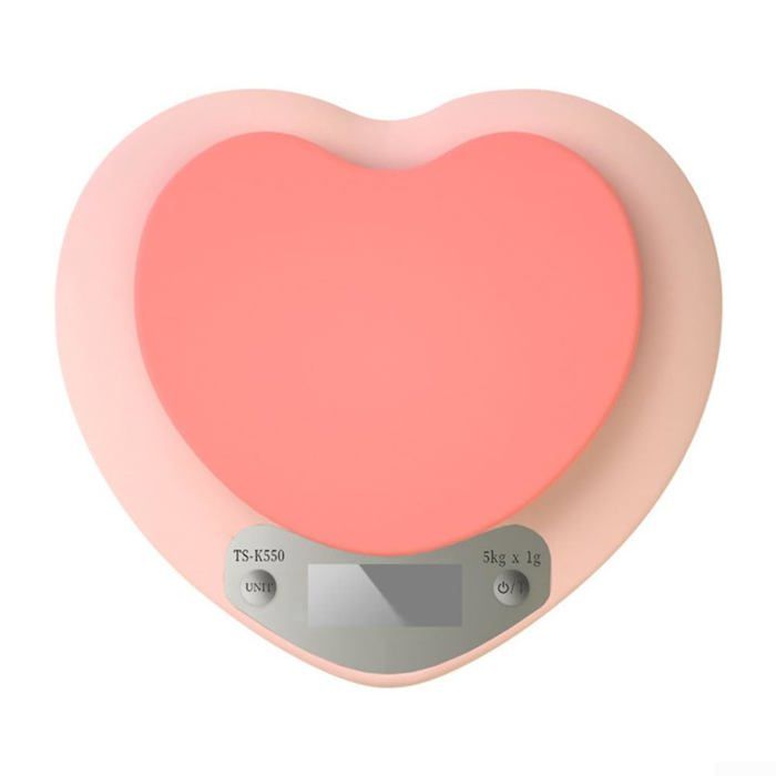 Balance De Cuisine électronique 5 Kg - écran LCD Cœur Rose, Fonction Tare, Précision 1 G, Pour Pâtisserie Cuisine Café
