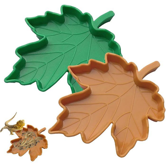 Plat Bol de Nourriture Eau 2 Pièces Feuille en Forme de Nourriture Eau Bols Bol dalimentation gamelle pour Reptile pour Boire et