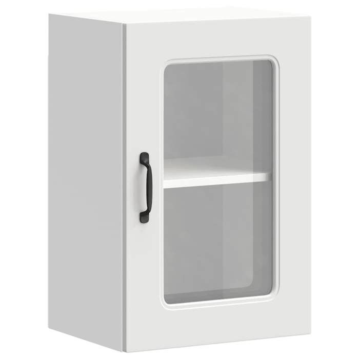 MGH Armoire murale de cuisine avec porte en verre Kalmar avec rangement - blanc LV1507