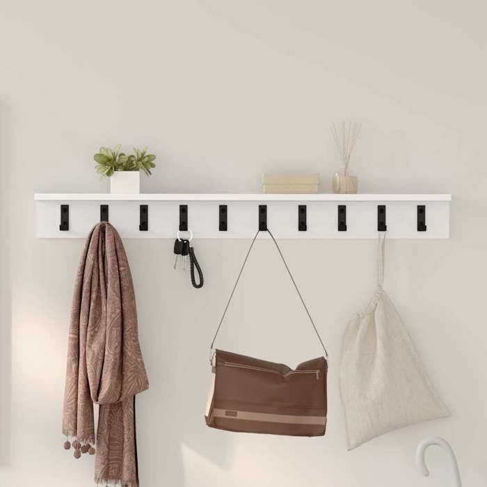 vidaXL Porte-manteau mural avec étagère Blanc 100 x 10.5 x 10.5 cm