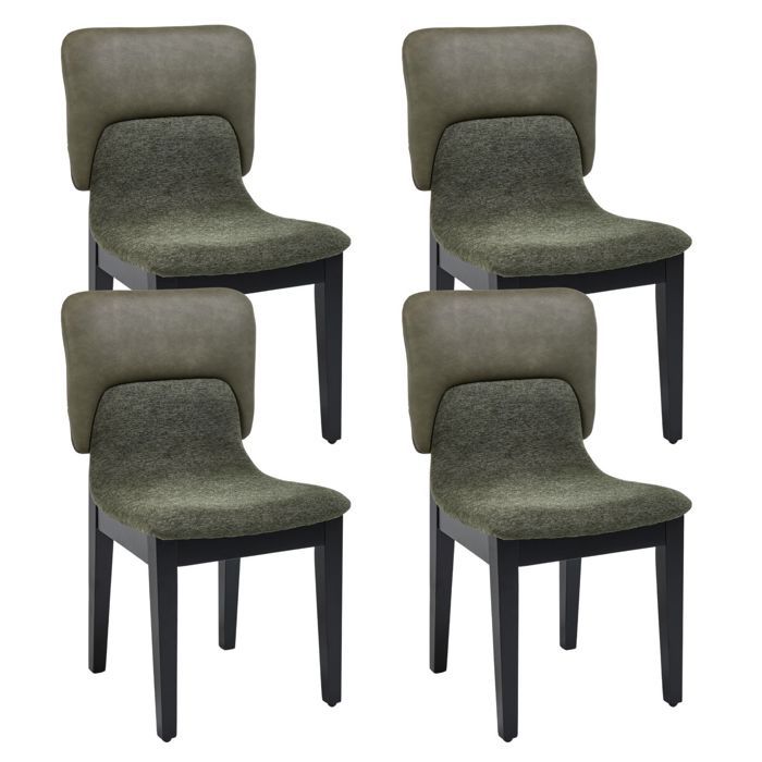 Ya-Home Chaise Salle à Manger Lot de 4 Chaise de Cuisine en Cuir PU et Tissu Chenille Chaise Rembourrée avec Pieds en Bois Vert