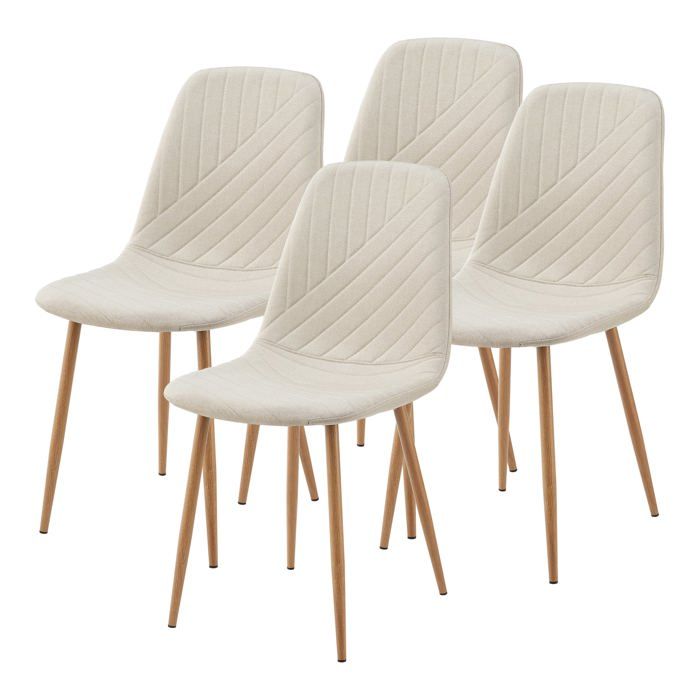 Chaises de salle à manger - HELLOSHOP26 - Lot de 4 - Beige - Tissu - Moderne Chaises de salle à manger - HELLOSHOP26 - Lot de 4 - Beige - Tissu - Moderne