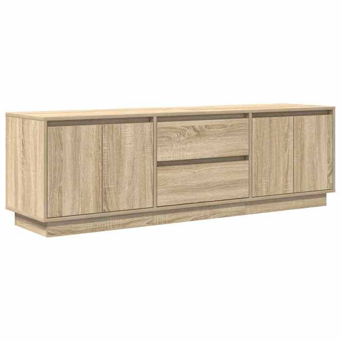 Meuble TV avec LED - vidaXL - 1605x41x50 cm - Chêne sonoma - 2 tiroirs - 4 portes - Éclairage LED RVB