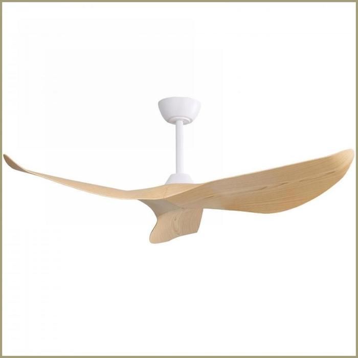 Ventilateur de plafond sans lumière 52 pouces - Moteur DC réversible - 6 vitesses - Télécommande - 3 pales ABS - Blanc - Beverlyachorn