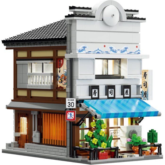 CADA Bâtiments - Jeu de construction - Magasin de Sushi Japonais - 1665 pièces - Dès 14 ans - LED inclus