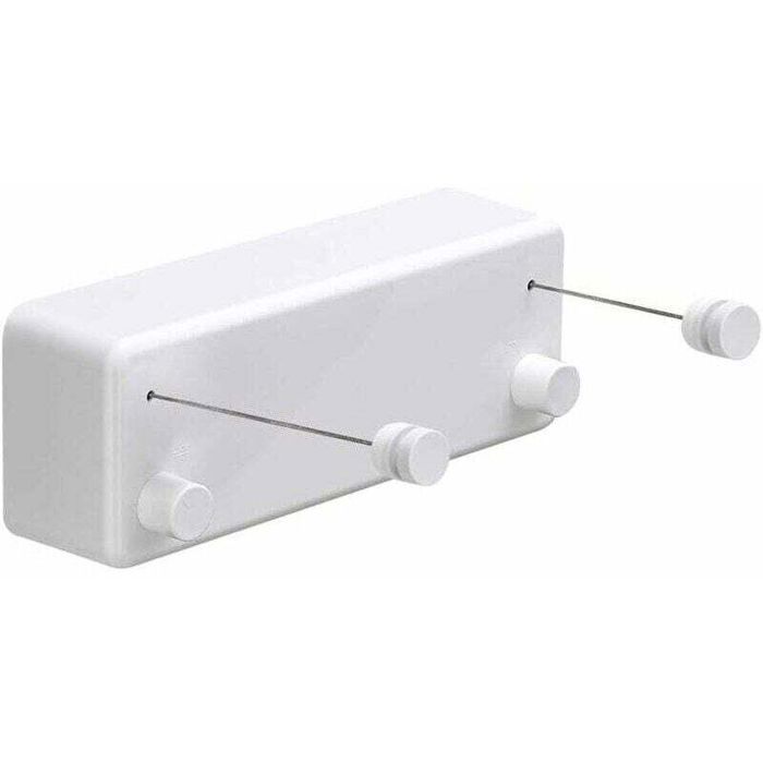 Corde à linge rétractable pour intérieur et extérieur - Robuste 2 fils à linge de 42 m en acier inoxydable fixation murale (per