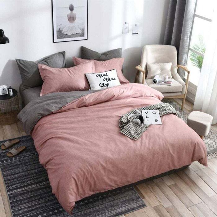 Ensemble de literie - PZCC - 220x240 cm - Rose - Microfibre 90% - 3 pièces