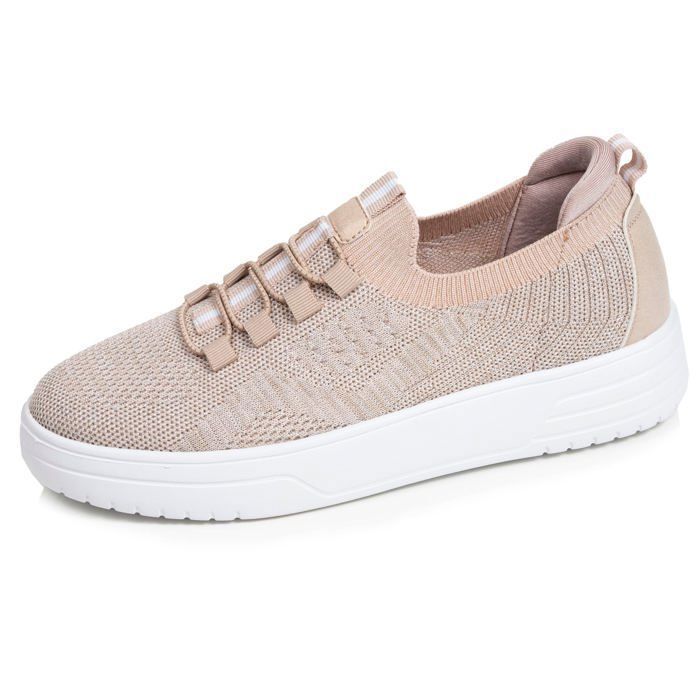 Isotoner Baskets confortable résistante semelle à mémoire forme et facile à enfiler beige femme