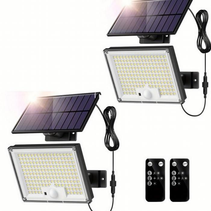 Lampe Solaire Extérieur 172 LED 3 Modes Lumière Solaire Extérieure Détecteur de Mouvement Lampe Solaire IP65 （lumière froide）2pcs