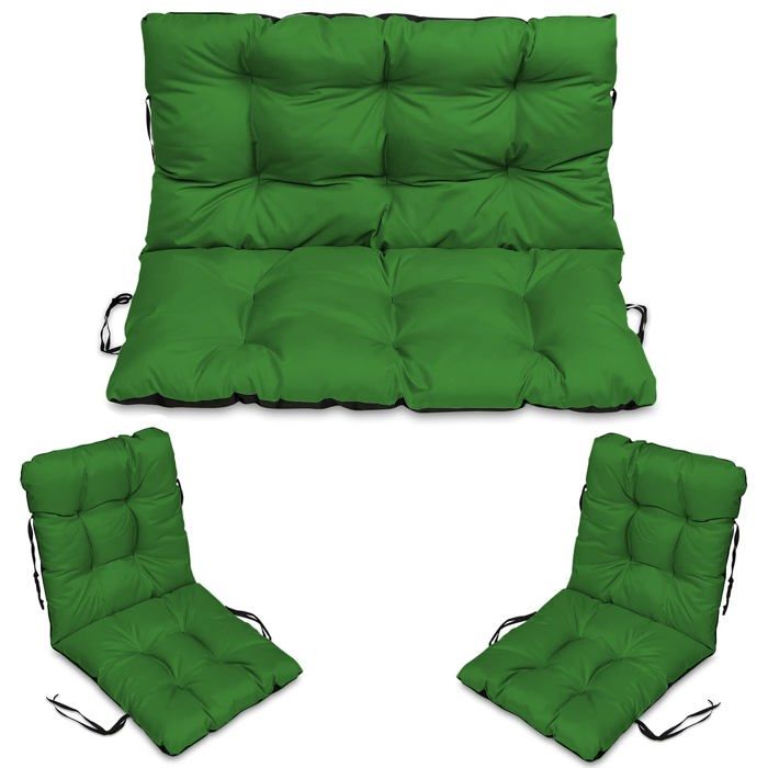 Coussin de Chaise de Jardin - Superkissen24. - 100x50/100x60 cm + 2x 48x96 cm - Intérieur/Extérieur - Imperméable - Vert