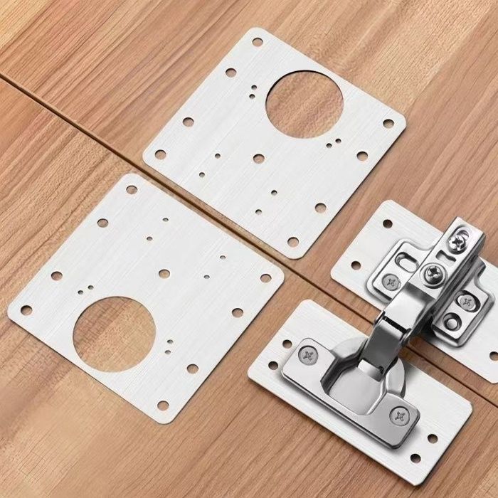 4 Pièces plaque de réparation de charnière de porte de placard de cuisine avec trou supports de fixation plats en acier inoxydable