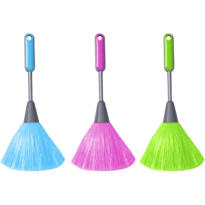 Lot de 3 Plumeaux Moelleux pour Cuisine Clavier dOrdinateur Fenêtre - Plumeau à Main en Microfibre (Vert Rose Rouge Bleu)