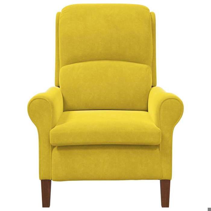 Confortable Fauteuil simple pour salon bureau chaise relax Jaune Velours__27832