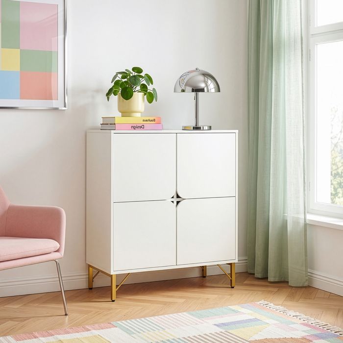 Commode Reyri 90 x 80 x 35 cm blanc / doré Commode Reyri 90 x 80 x 35 cm blanc / doré