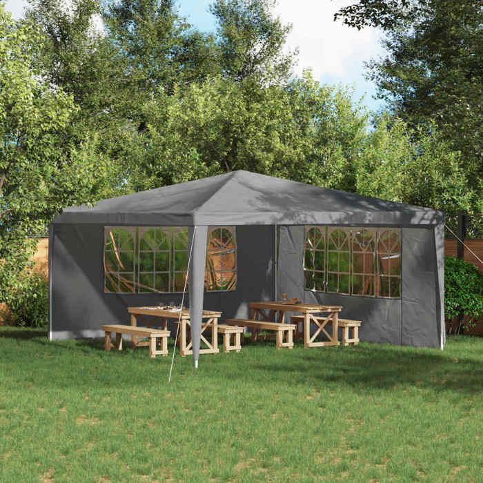 vidaXL Mur de tente de fête 2 pcs 400 x 195 cm Gris clair PE et acier 42033029