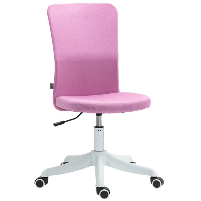 Fauteuil bureau - Zephmum - roulettes hauteur réglable lin synthétique 53x43x85-93 cm rose