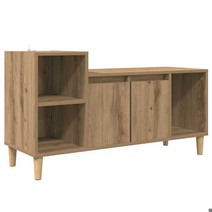 Meuble TV - vidaXL - banc TV - bois dingénierie - chêne artisanal - 100 x 35 x 55 cm - 2 portes - 1 étagère{quk18n}