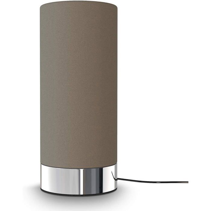 I Lampe De Table Tissu Taupe I Fonction Mable Tactile I Gradable Sur 3 Niveaux I Douille E14 I Socle Chromé I Sans Ampoule[LL146]