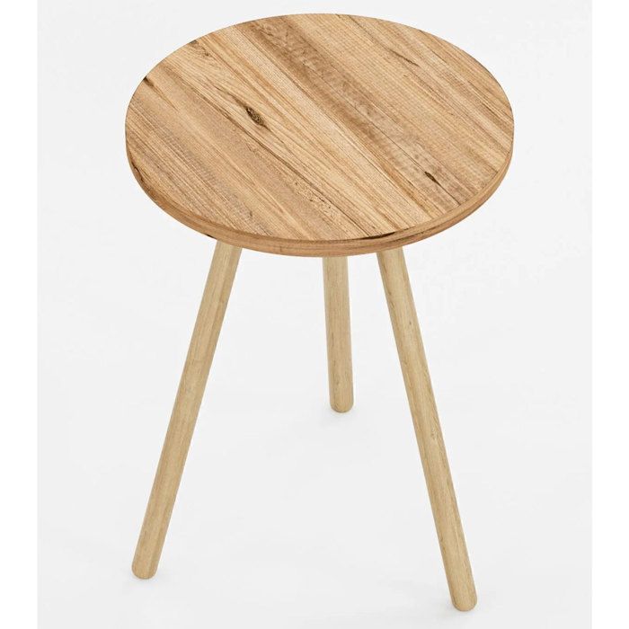 Table d Appoint Tripode Vintage - Bois Naturel - Table Basse Chevet 34x34 cm Hauteur 45 cm