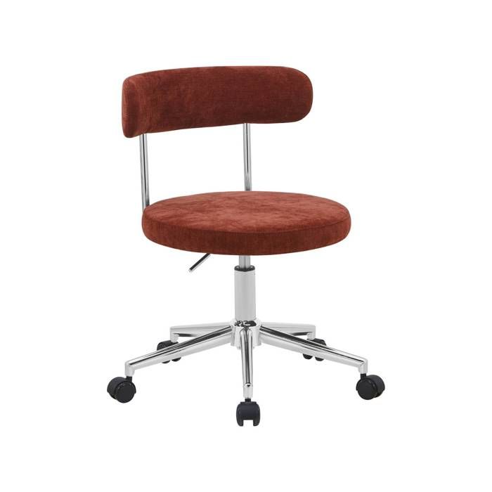Chaise de bureau vintage à roulettes tissu rouge - Angela Chaise de bureau vintage à roulettes tissu rouge - Angela