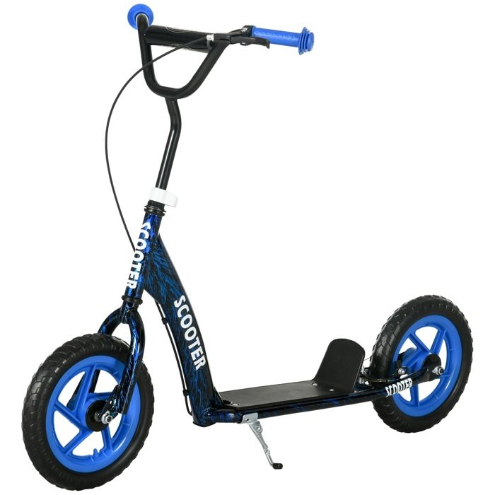 Trottinette Enfant HOMCOM - À Partir De 5 Ans - Grandes Roues, Guidon Réglable, Frein - Acier Vert