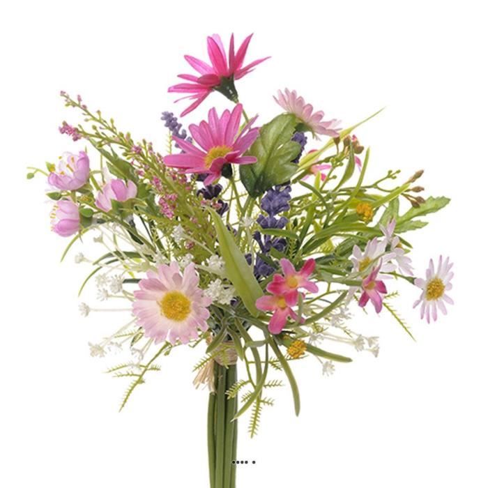 Bouquet de fleurs des champs roses artificielles, H 20 cm D 15 cm -  Cdiscount Prêt-à-Porter