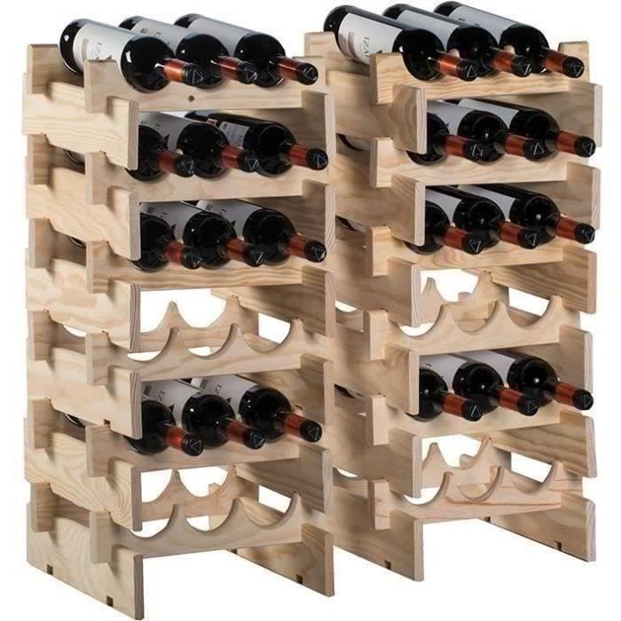 Casier range-bouteilles merlot - 6 cases - pin massif - Cdiscount