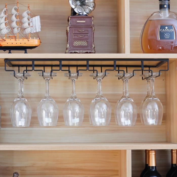 Porte-verre à Vin, Support De Verres à Pied, Casier à Vin Sous L Armoire Avec Vis Rangees Noir Porte-verre à Vin, Support De Verres à Pied, Casier à Vin Sous L Armoire Avec Vis Rangees Noir