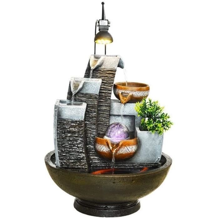 Fontaine De Table Zen Feng Shui - Céramique - Alimentation USB - Décoration Intérieure Relaxation (Couleur : Rhyme Of Stone) - 5