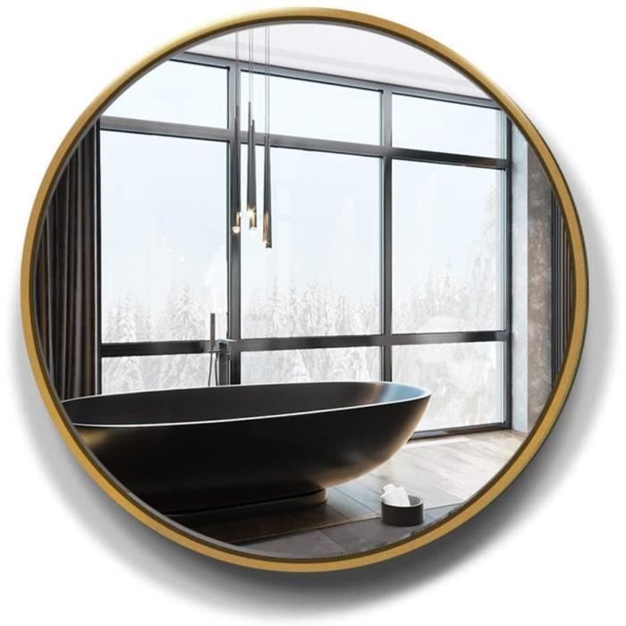 Miroir Rond 40cm Avec Cadre Métal - Mural Décoratif Pour Salon/chambre - Verre Réfléchissant HD