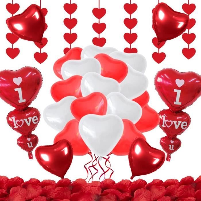 EY _ rose rouge I Love You Ballon Coeur Forme saint valentin fête de mariage decorat