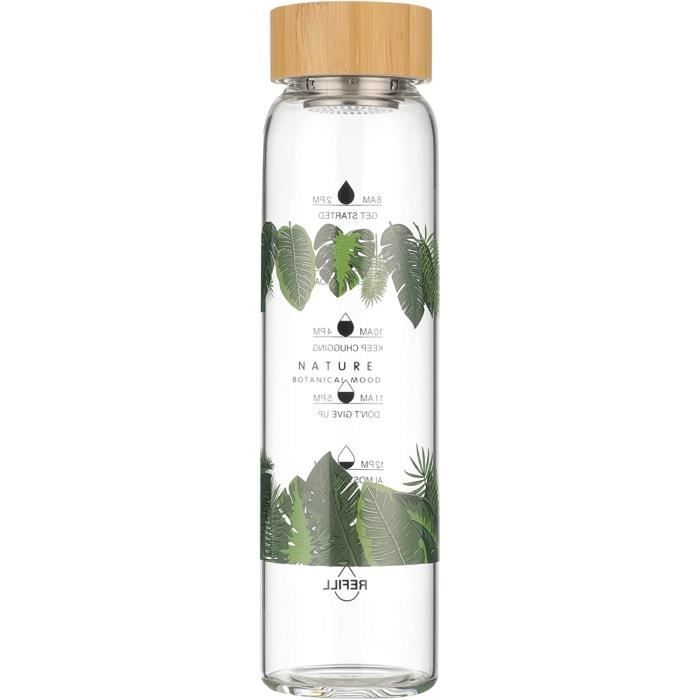 Bouteilles En Verre 1 Litre (lot De 4) - Couvercle Inox - Passe Au Lave-vaisselle - Verre Borosilicate