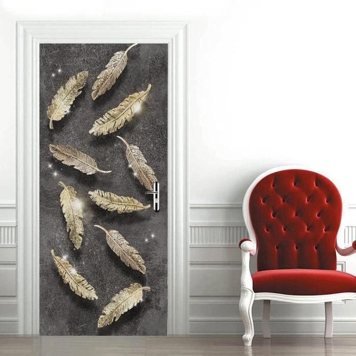 Autocollant Mural 3D Chien Noir Pour Porte - Dimensions 77 X 200 Cm, En PVC, Imperméable, Facile à Poser Et à Retirer