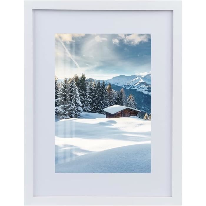 FRAMO Cadre photo Bois Pin blanc 45x10 cm à 45x150 cm, avec