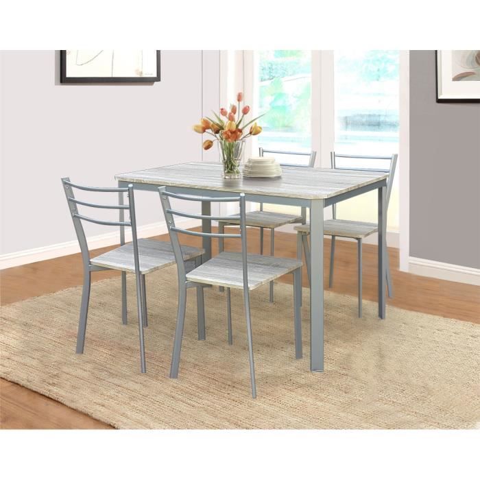 Table De Cuisine Et Salle A Manger 4 Chaises Athenes Gris Et