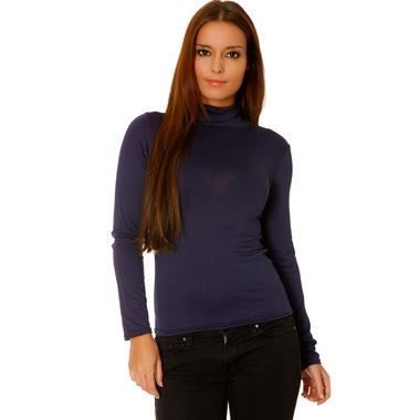 Haut Tricoté À Manches Longues Et Col Roulé 9 Couleurs Coupe Ajustée Coton