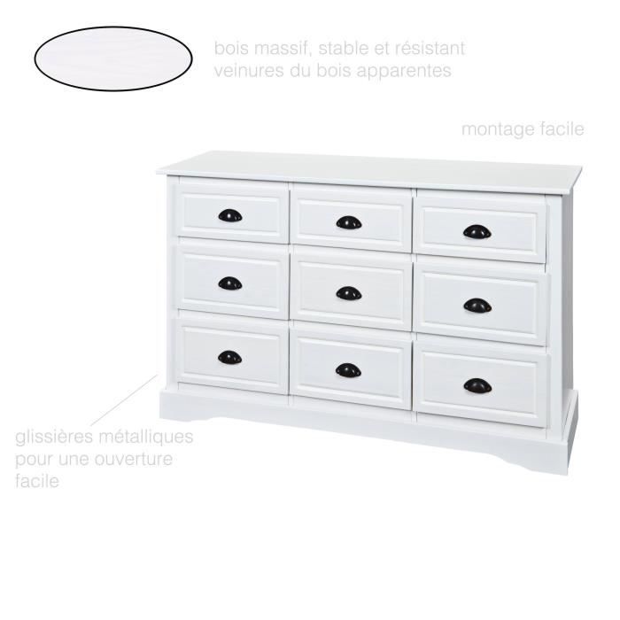 Grande Commode 9 Tiroirs Commode En Pin Massif Commode Chambre
