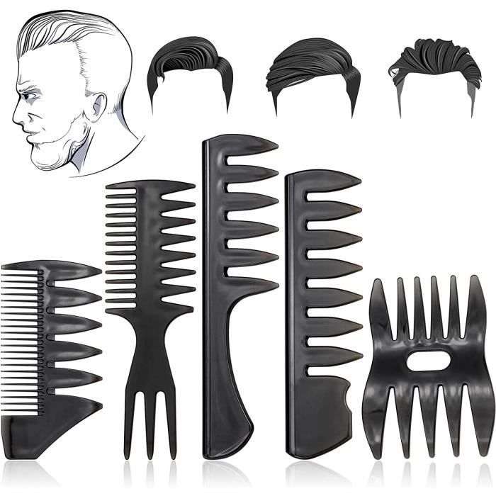 Brosse à Cheveux,Peigne Homme Dent Large,Peigne Cheveux Homme,pour Lissage  des Moustaches et Coiffage à L'huile,5pcs