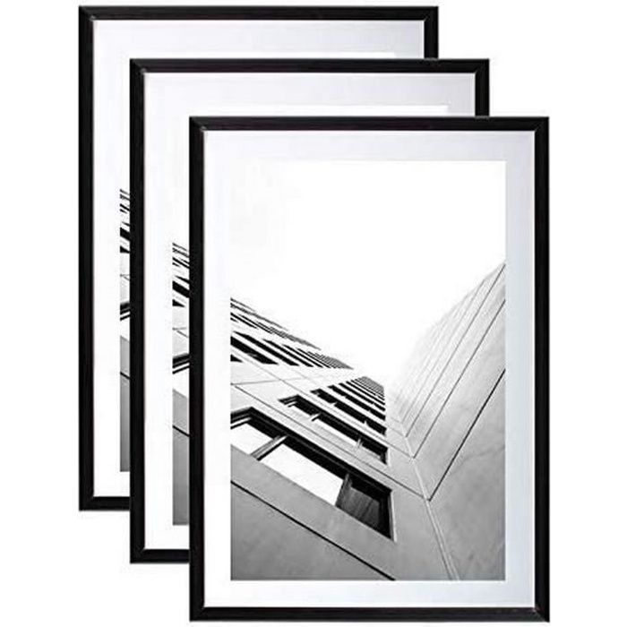 Cadre photo Noir en résine format 40x60 cm - lot de 3 - Vitre en plexi -  Cdiscount Maison
