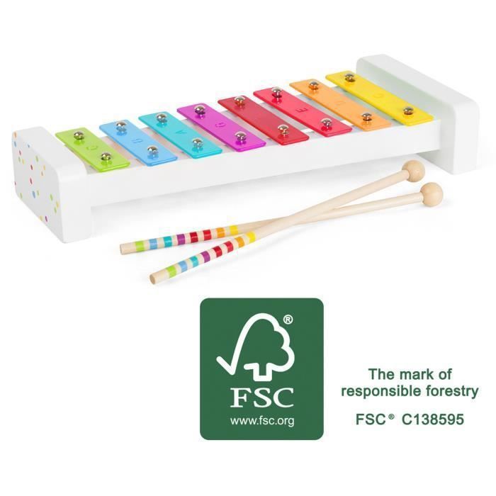 Xylophone - SMALL FOOT - Sound - Multicolore - Bois certifié FSC - Inclus feuillet de musique Xylophone - SMALL FOOT - Sound - Multicolore - Bois certifié FSC - Inclus feuillet de musique