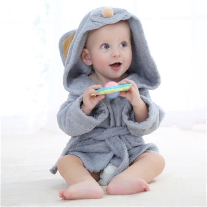 Peignoir Bebe Sortie De Bain Mignon 0 1 Ans Bebe Gris Cdiscount Maison
