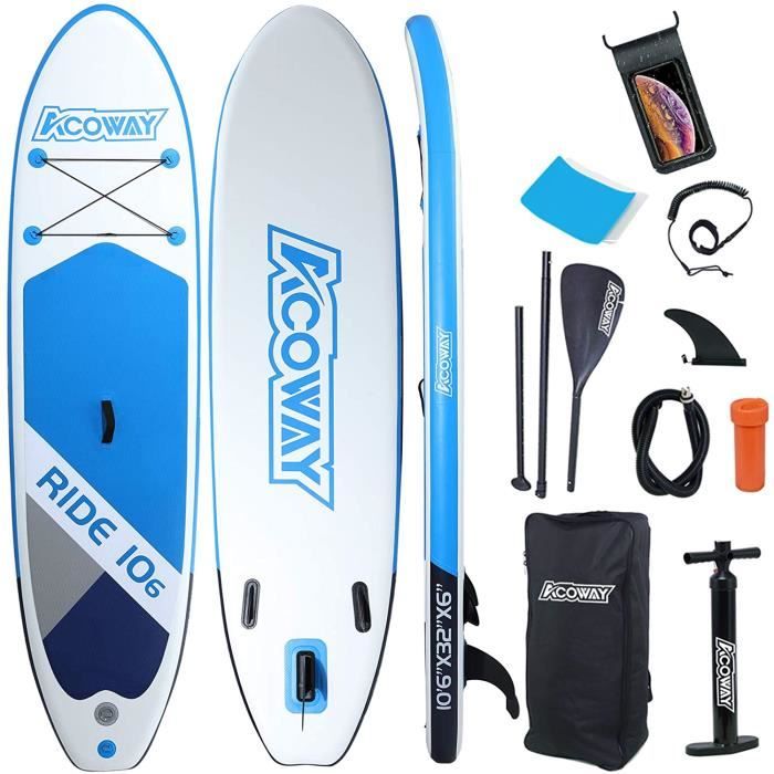 Paddle Gonflable ANYFAST – 335 Cm, Ultra Stable, Pour Pêche Et Balade – Complet Avec Sac, Pompe, Accessoires