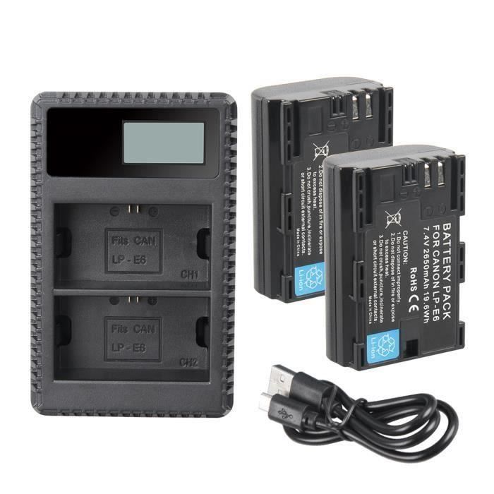 Kit 2 Batteries LP-E8 + Chargeur Double Pour Canon | 1800mAh | Compatible Rebel T2i-T5i, EOS 550D-700D