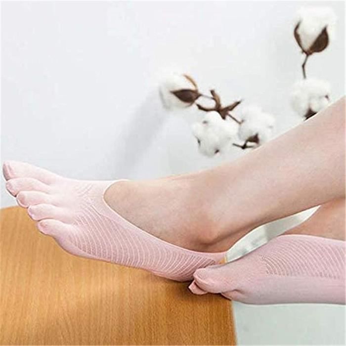 5 paires de chaussettes de compression orthopédiques pour femmes chaussettes d'orteil, respirantes à bout fendu à cinq doigts(Rose)