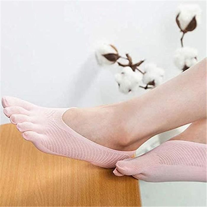 5 paires de chaussettes de compression orthopédiques pour femmes chaussettes dorteil respirantes à bout fendu à cinq doigts(Rose)