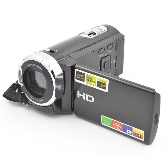 Cikuso 2.4 Pouces Ecran Tft 16X Zoom Numerique Camescope Video Dv HD 1080P Portable Numerique Camera Cmos Capteur JusquA 32 GB Noir