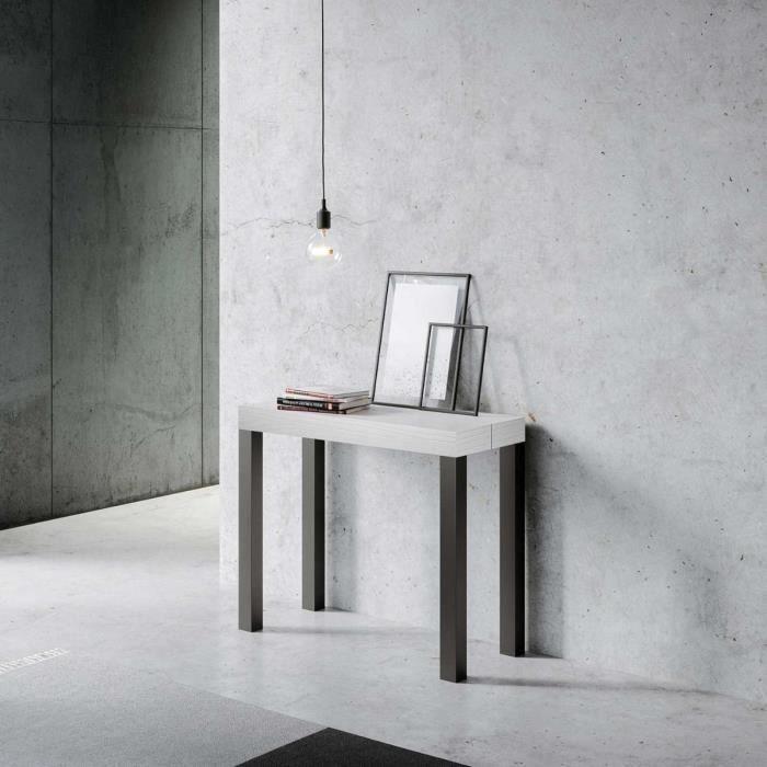 Console extensible - Everday Evolution - Frêne Blanc - Métal - Contemporain - Design - Jusquà 196 cm