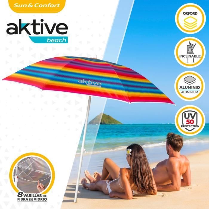 Parasol avec protection UV50 180 cm multicolore Aktive Beach
